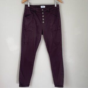 Pistola Jeans Women’s 29 Button Fly Cargo Pants Dark Brown Tapered Leg Stretch